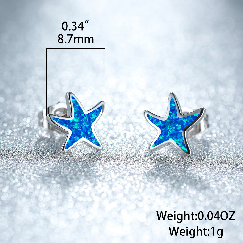 Olivenorma Blue Opal Starfish Earrings