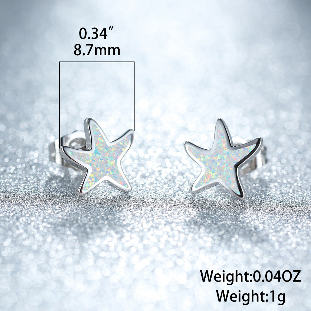 Olivenorma Blue Opal Starfish Earrings