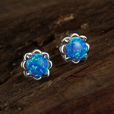 Olivenorma Four Claw Opal Luxury Earrings - Blue Opal - image 0