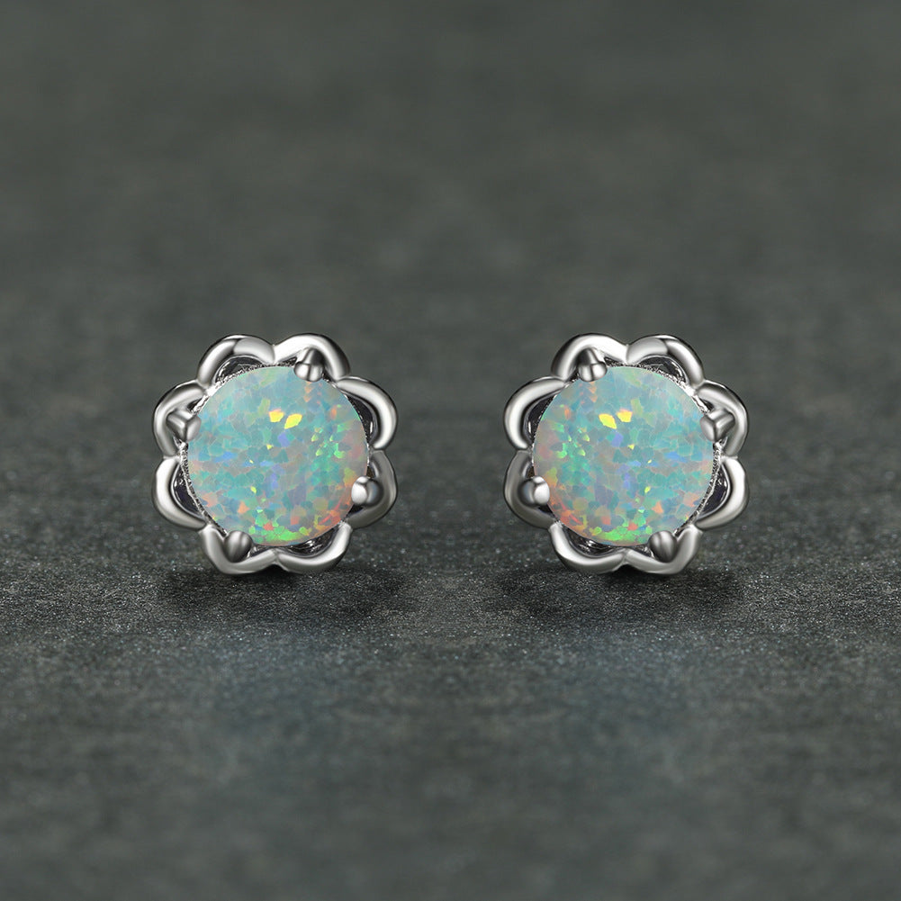 Olivenorma Four Claw Opal Luxury Earrings - White Opal - image 6