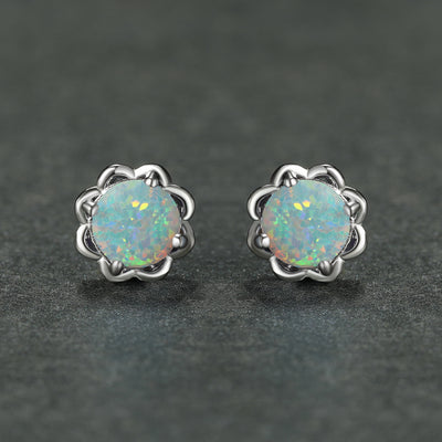 Olivenorma Four Claw Opal Luxury Earrings - White Opal - image 6