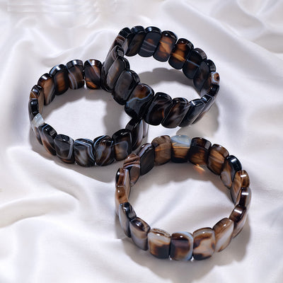 Olivenorma Natural Sardonyx Rectangular Beads Bracelet