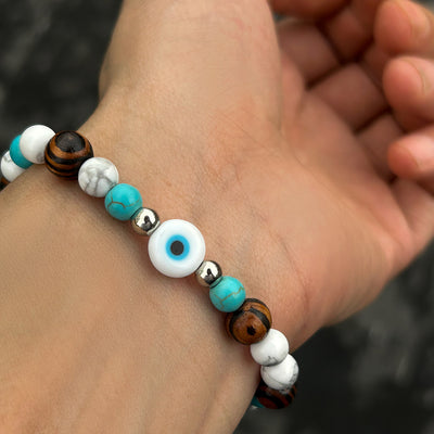 Olivenorma Turquoise Evil Eye Men Beaded Bracelet