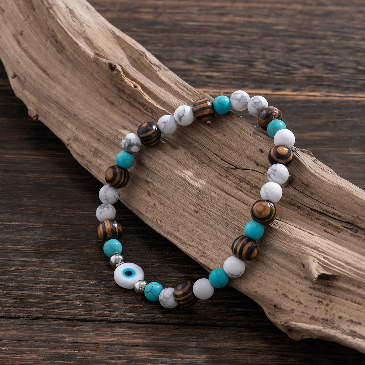 Olivenorma Turquoise Evil Eye Men Beaded Bracelet