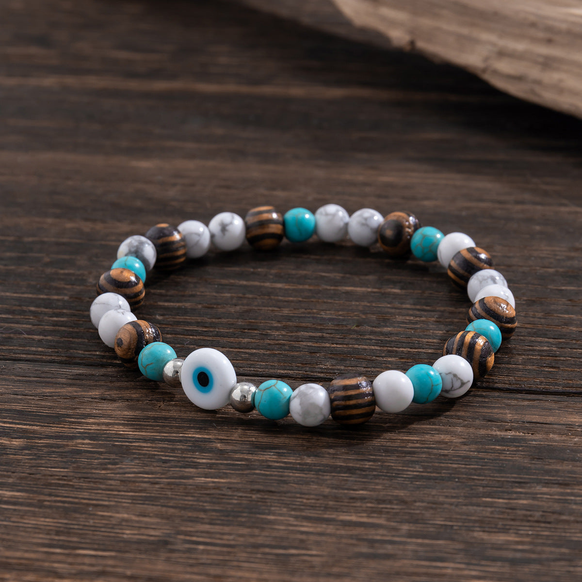 Olivenorma Turquoise Evil Eye Men Beaded Bracelet