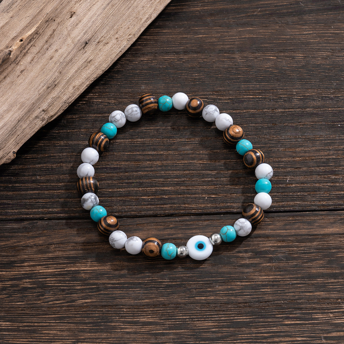 Olivenorma Turquoise Evil Eye Men Beaded Bracelet