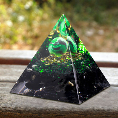 Olivenorma Malachite Obsidian Orgone Pyramid