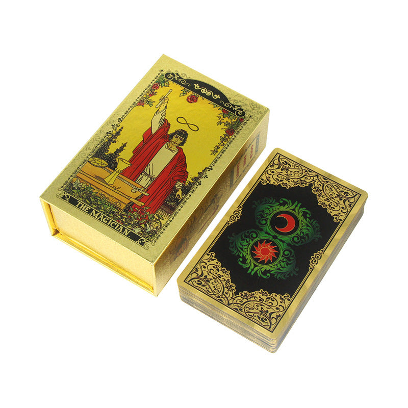 Olivenorma Red Green Sun Moon PET Waterproof Golden Tarot Card