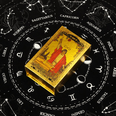 Olivenorma Red Green Sun Moon PET Waterproof Golden Tarot Card