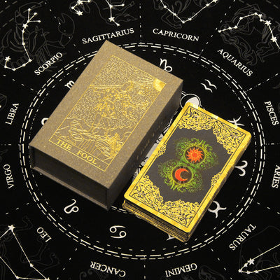 Olivenorma Red Green Sun Moon PET Waterproof Golden Tarot Card