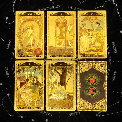 Olivenorma Red Green Sun Moon PET Waterproof Golden Tarot Card