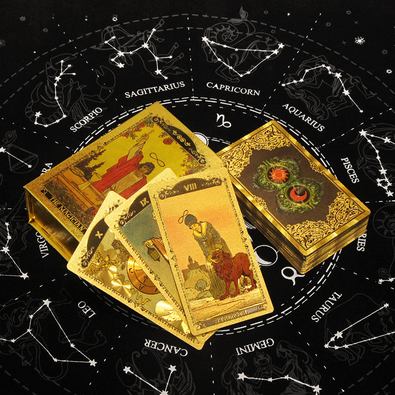 Olivenorma Red Green Sun Moon PET Waterproof Golden Tarot Card