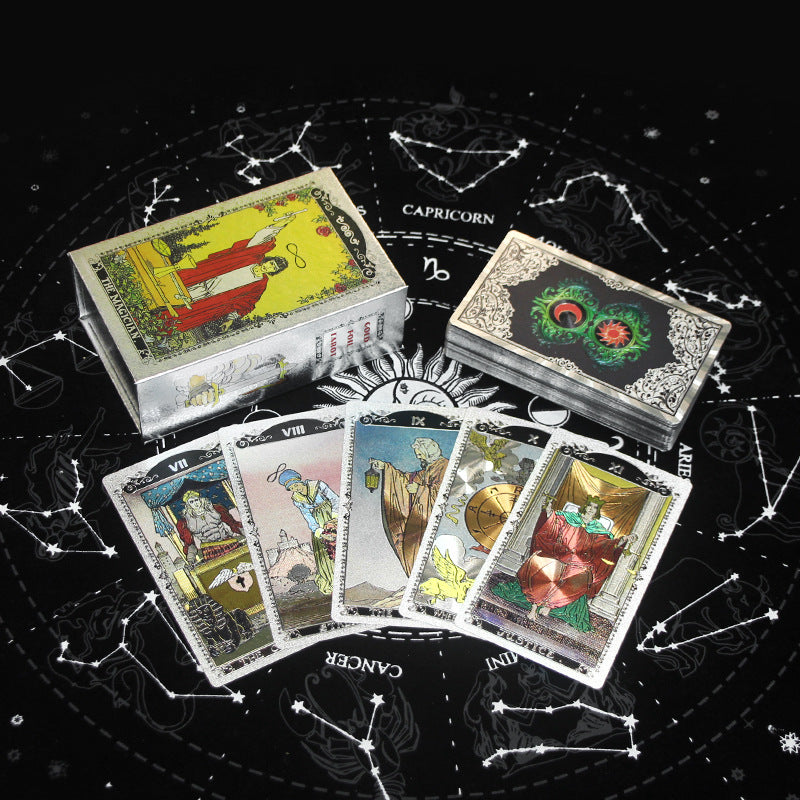 Olivenorma Red Green Sun Moon PET Waterproof Silver Tarot Card