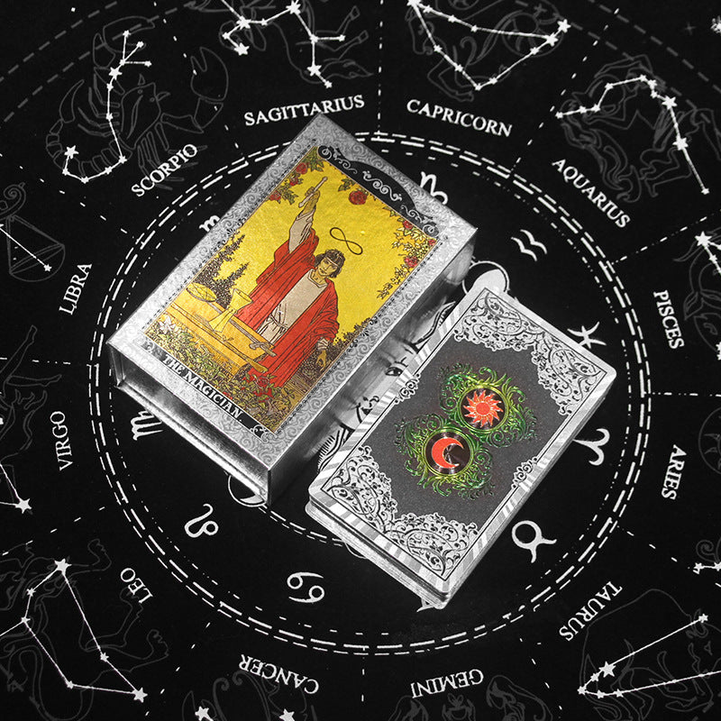 Olivenorma Red Green Sun Moon PET Waterproof Silver Tarot Card