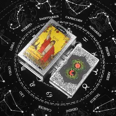 Olivenorma Red Green Sun Moon PET Waterproof Silver Tarot Card