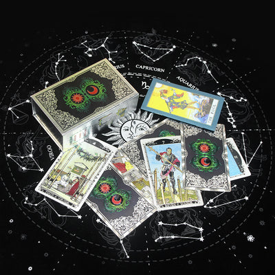 Olivenorma Red Green Sun Moon PET Waterproof Silver Tarot Card