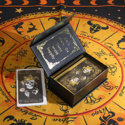 Olivenorma Skull Pattern Black Gold PVC Waterproof Tarot Card