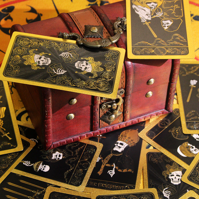 Olivenorma Skull Pattern Black Gold PVC Waterproof Tarot Card