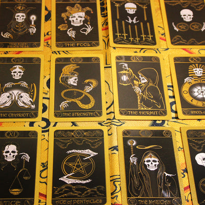 Olivenorma Skull Pattern Black Gold PVC Waterproof Tarot Card