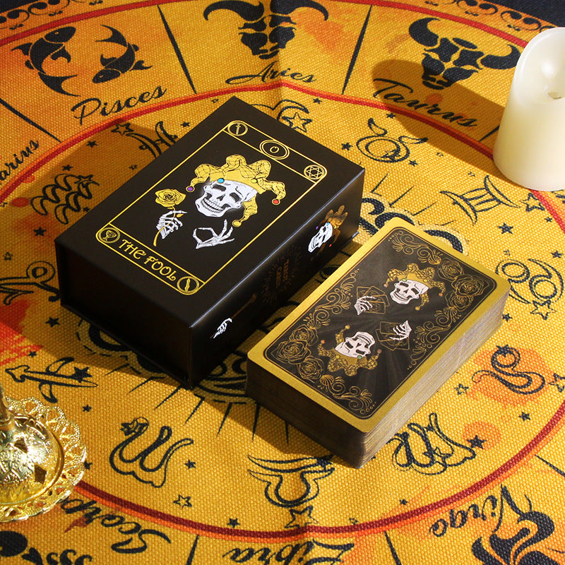 Olivenorma Skull Pattern Black Gold PVC Waterproof Tarot Card