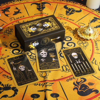 Olivenorma Skull Pattern Black Gold PVC Waterproof Tarot Card