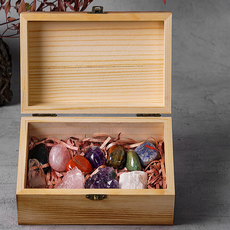 Olivenorma 11 Types Of Natural Stone Wooden Boxes Crystal Set