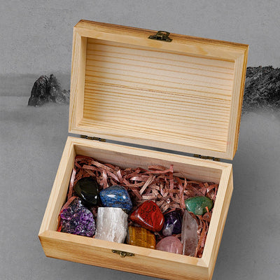 Olivenorma 11 Types Of Natural Stone Wooden Boxes Crystal Set