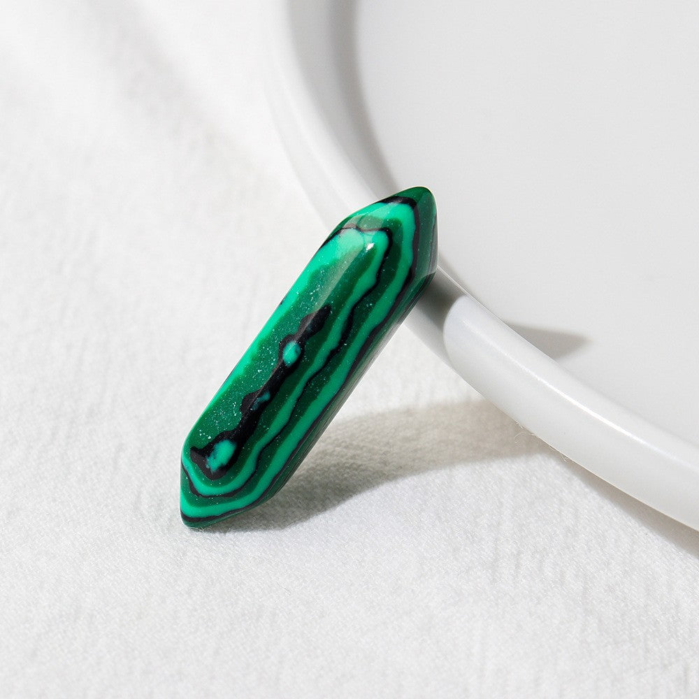 Olivenorma Natural Crystal Double Pointed Column Chakra Gemstone Decoration - Malachite - image 1