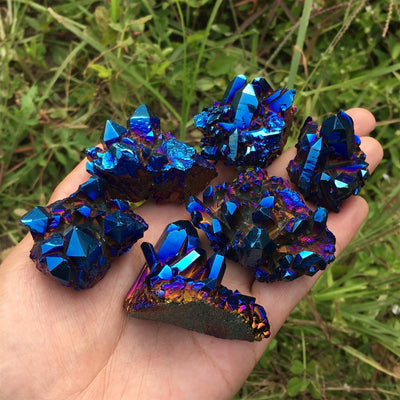 Olivenorma Natural Titanium Aura Quartz Crystal Cluster Gemstone Decoration