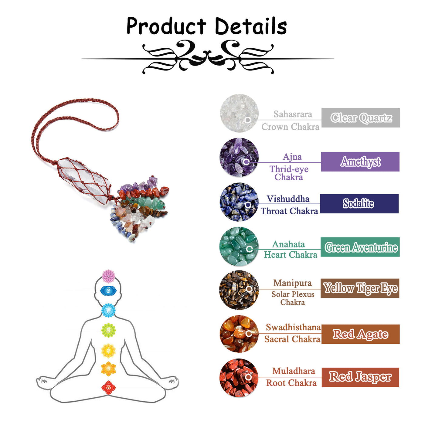 Olivenorma 7 Chakra Healing Crystals Hanging Ornament