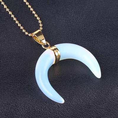 Olivenorma Gemstone Crescent Moon Necklace