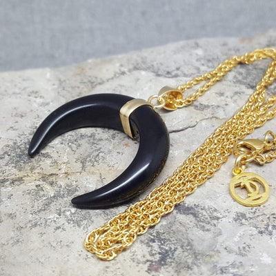 Olivenorma Gemstone Crescent Moon Necklace