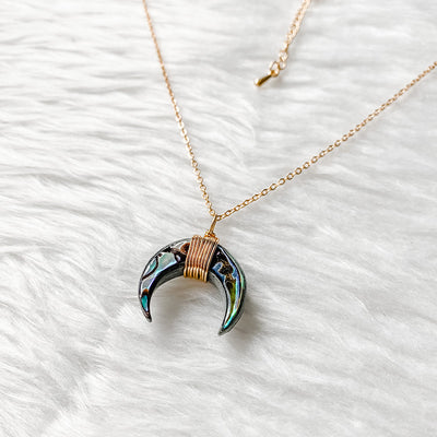 Olivenorma Gemstone Crescent Moon Necklace