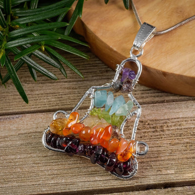 Olivenorma Chakra Crystal Pendant Yoga Meditation Wire Wrapped Neckalce