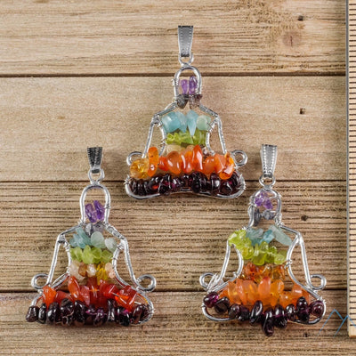 Olivenorma Chakra Crystal Pendant Yoga Meditation Wire Wrapped Neckalce