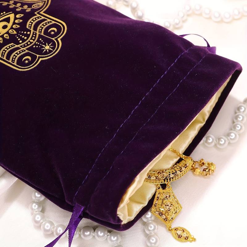 Olivenorma Hamsa Hand Velvet Jewelry Pouch Gift Bag