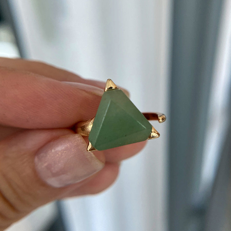 Olivenorma Triangle Green Aventurine Amethyst Ring