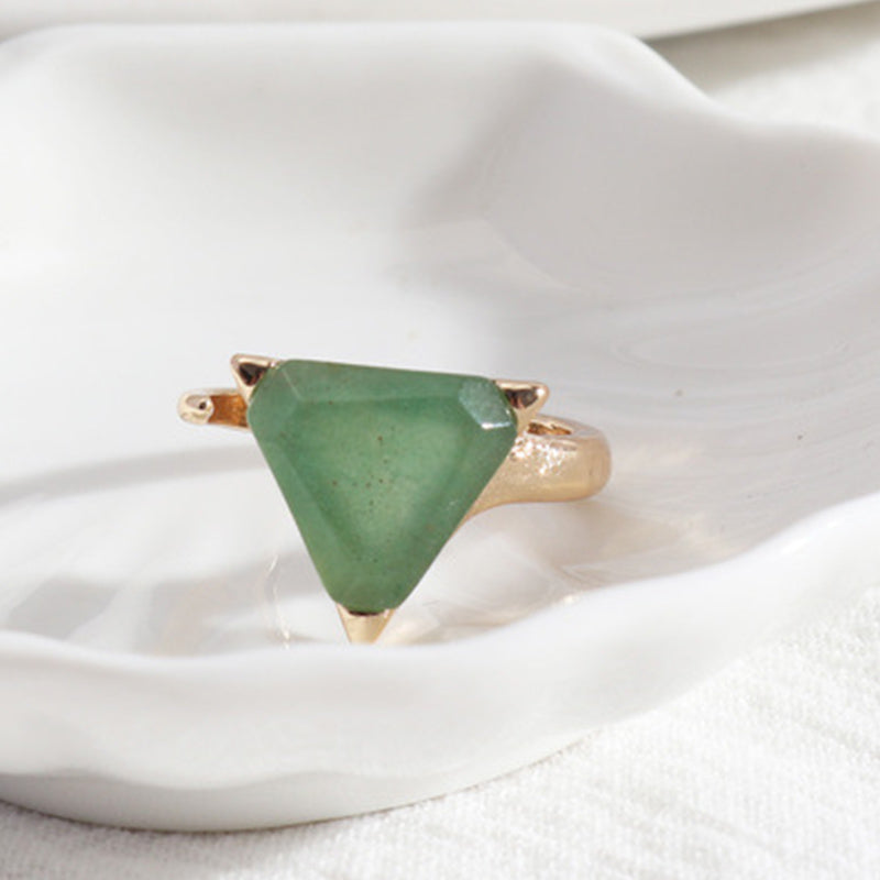 Olivenorma Triangle Green Aventurine Amethyst Ring - image 3