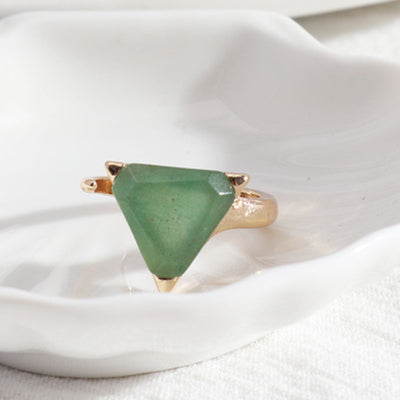 Olivenorma Triangle Green Aventurine Amethyst Ring