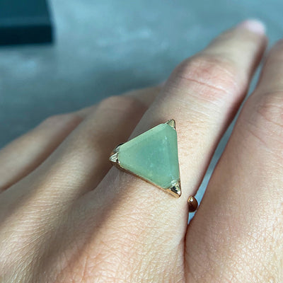 Olivenorma Triangle Green Aventurine Amethyst Ring - image 2