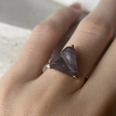 Olivenorma Triangle Green Aventurine Amethyst Ring - image 7