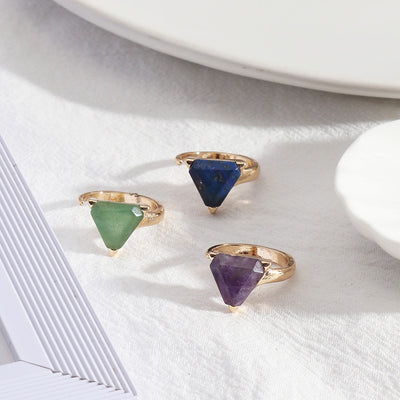 Olivenorma Triangle Green Aventurine Amethyst Ring - image 12