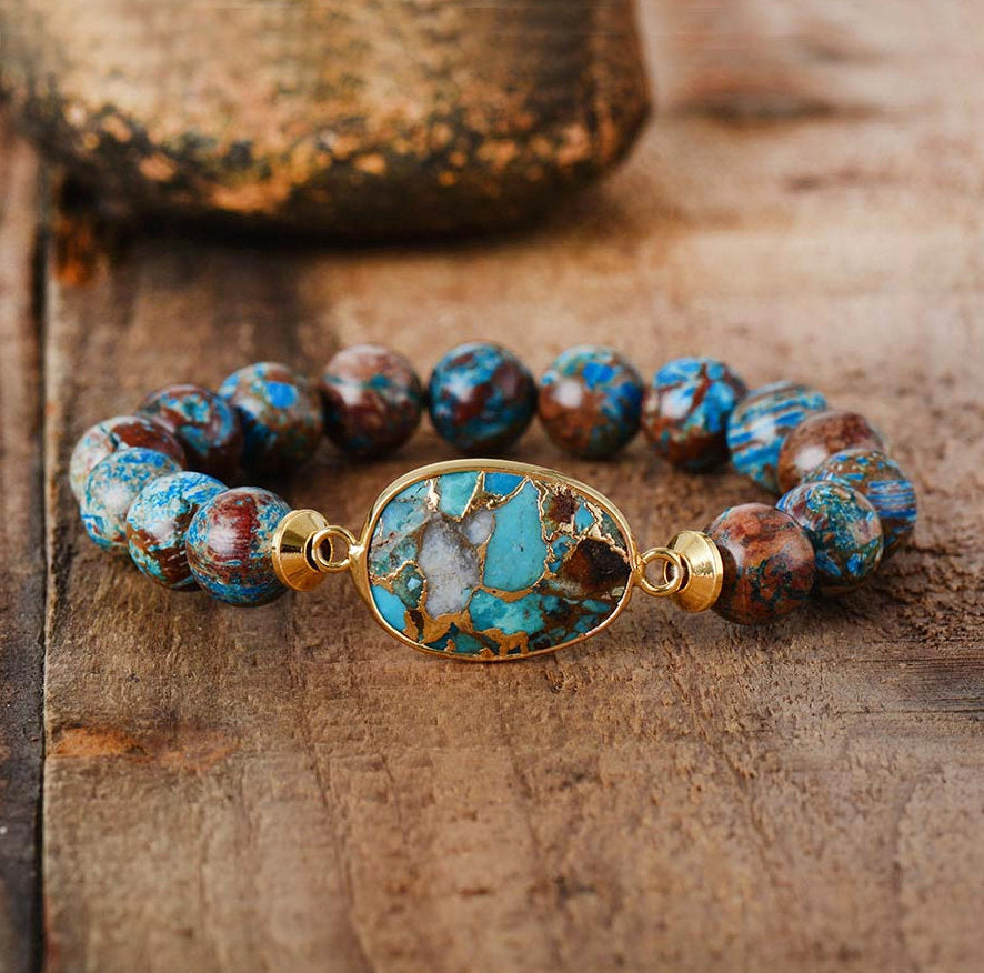 Olivenorma Natural Oyster Turquoise Healing Gemstone Bracelet