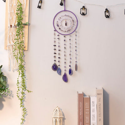 Olivenorma Amethyst Purple Agate Piece Dream Catcher Wind Chime