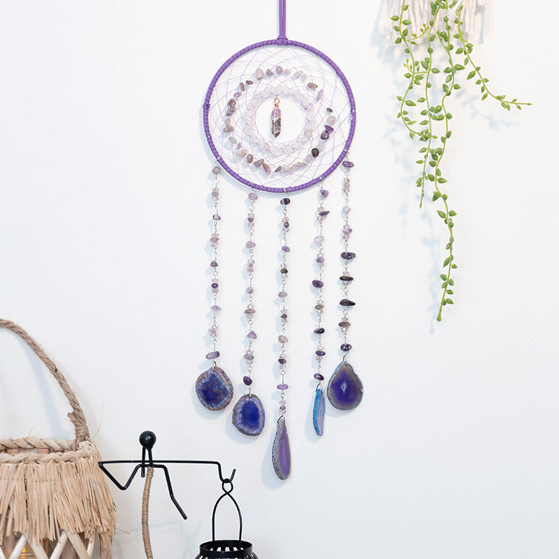 Olivenorma Amethyst Purple Agate Piece Dream Catcher Wind Chime