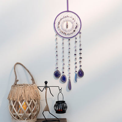 Olivenorma Amethyst Purple Agate Piece Dream Catcher Wind Chime