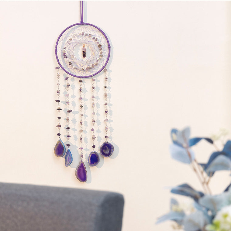 Olivenorma Amethyst Purple Agate Piece Dream Catcher Wind Chime