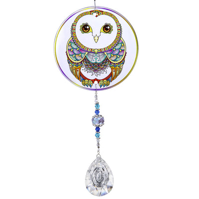 Olivenorma Owl Chakra Crystal Pendant Suncatcher Wind Chime