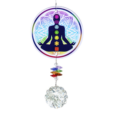 Olivenorma Owl Chakra Crystal Pendant Suncatcher Wind Chime