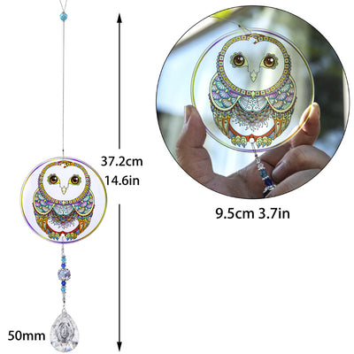 Olivenorma Owl Chakra Crystal Pendant Suncatcher Wind Chime